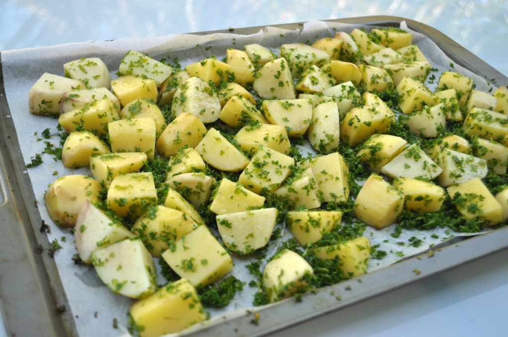 Kale Coated Roast Potatoes on Homemade, Healthy, Happy