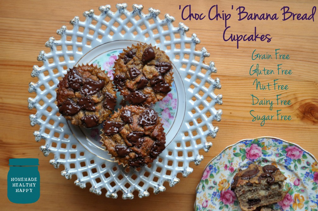 Grain Free Choc Chip Banana Bread Cupcakes on Homemade, Healthy, Happy