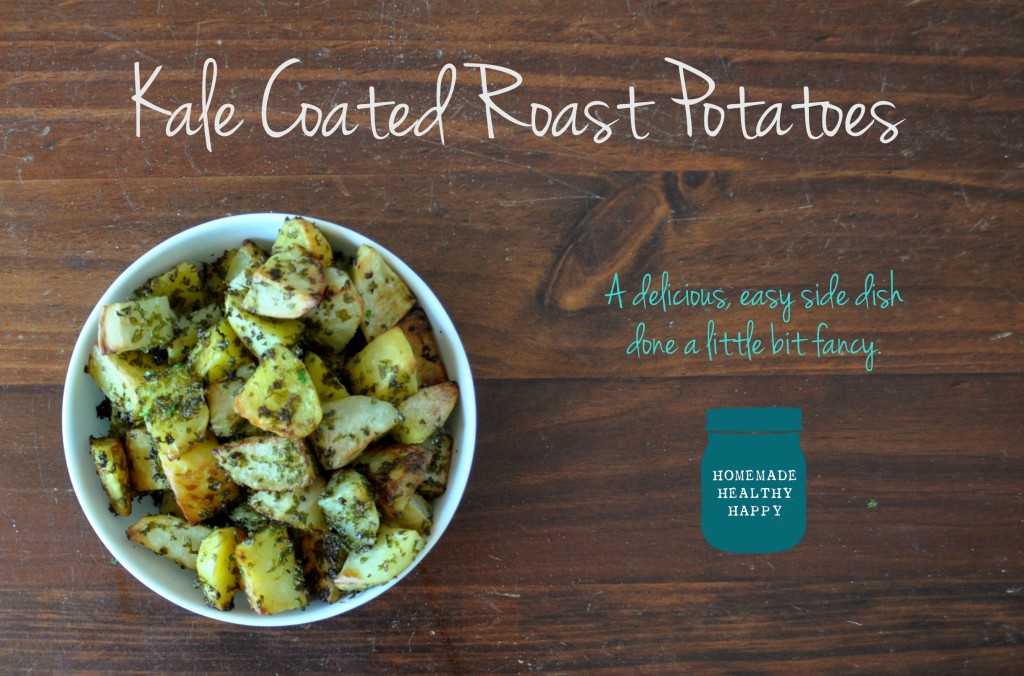 Kale Coated Roast Potatoes on Homemade, Healthy, Happy